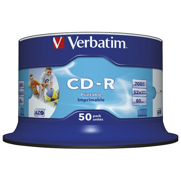 CD-R 700/80 52x spindl AZO printable pk50 Verbatim 43438