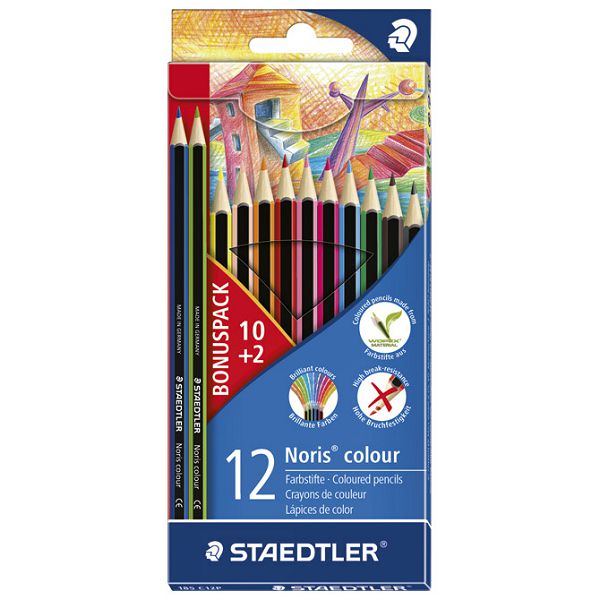 Boje drvene  12boja Noris colour Staedtler 185 C12P  10+2 boje gratis blister