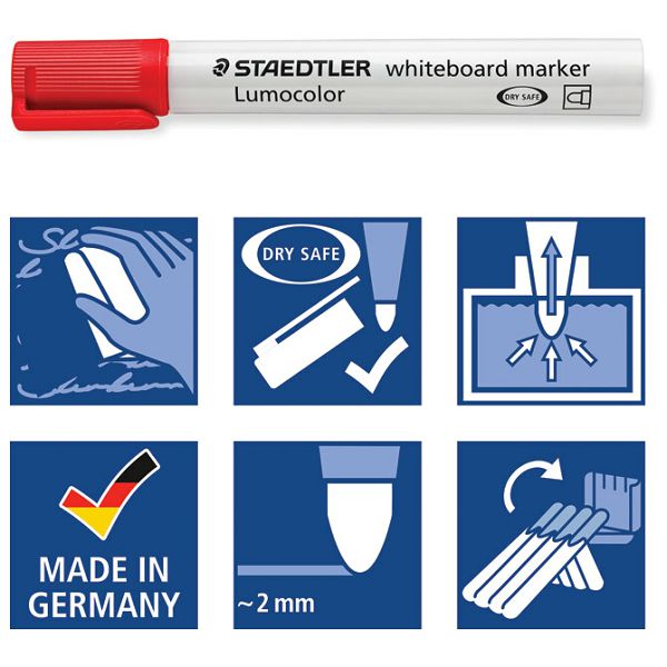 Marker za bijelu ploču 2mm reciklirani Lumocolor Staedtler 351-2 crveni
