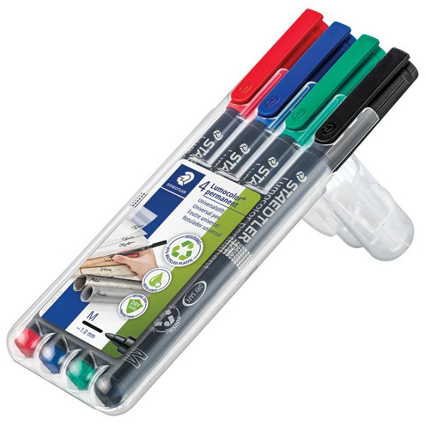 Marker permanentni 1mm pk4 reciklirani Lumocolor Staedtler 317 WP4 