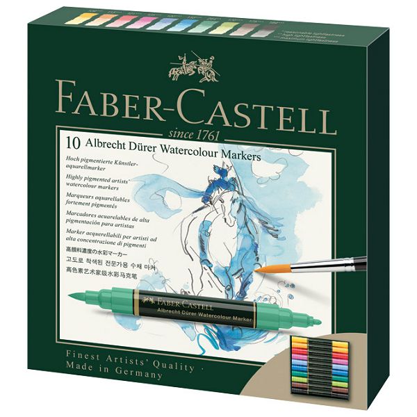 Marker obostrani akvarel 10boja Albrecht Dürer Faber-Castell 160310 sortirano