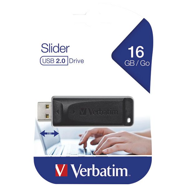 Memorija USB 16GB 2.0 StorenGo Slider Verbatim 98696 crni blister