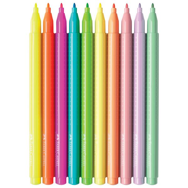 Flomaster školski  10boja Grip neon+pastel Faber-Castell 155312 blister