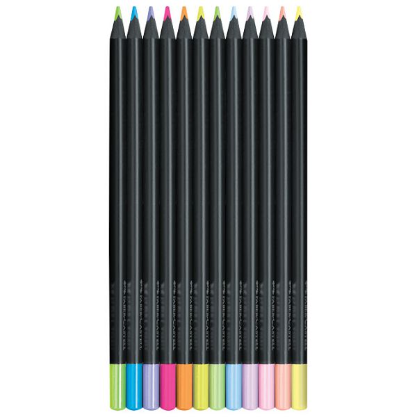 Boje drvene  12boja trokutaste Black Edition neon+pastel Faber-Castell 116410 blister