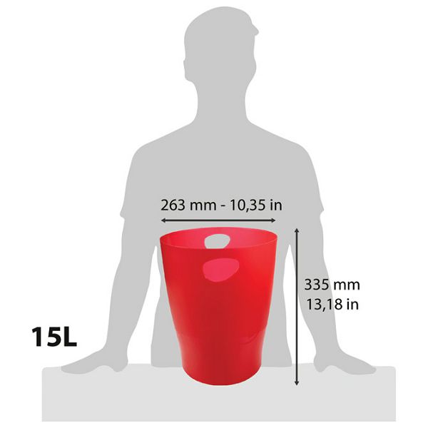 Koš za smeće pp 15L Ecobin Exacompta 45324D prozirno crveni