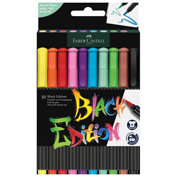 Flomaster brushpen 10boja Black Edition Faber Castell 116451 blister 