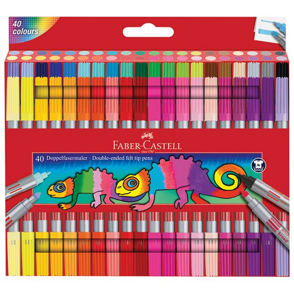 Flomaster školski  40boja obostrani Faber Castell 151140 blister