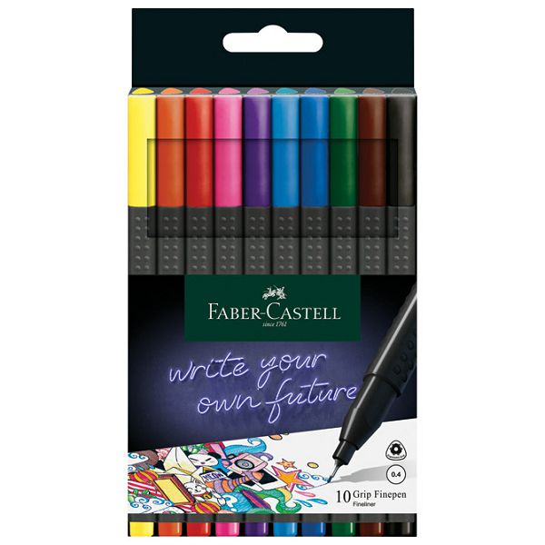 Flomaster fineliner 0,4mm Grip 10boja Faber Castell 151610 sortirano blister