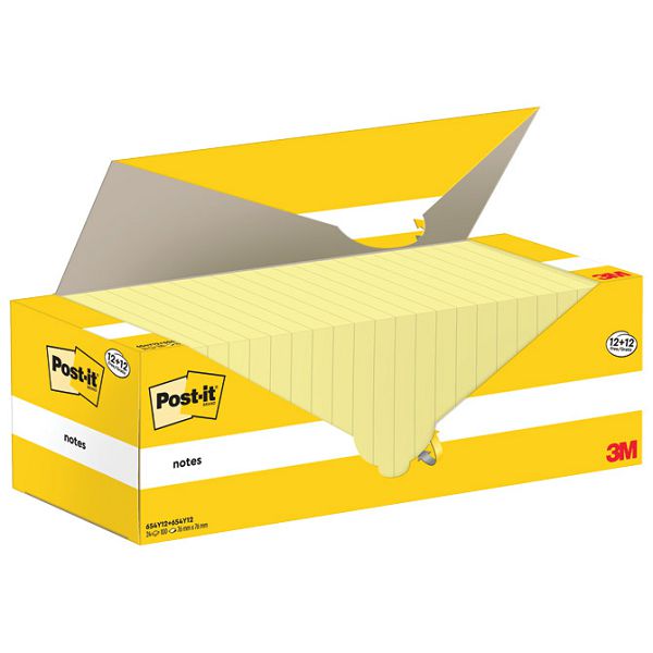 Blok samoljepljiv  76x76mm 100L Post-it 3M.654 žuti 12+12 gratis