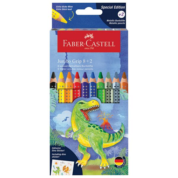 Boje drvene  10boja Jumbo Grip T-rex Faber Castell 110922 blister