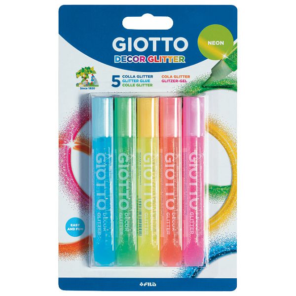 Ljepilo glitter 10,5mlx5boja Giotto Neon Fila 5453 blister