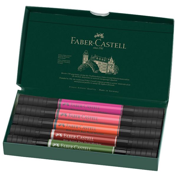 Marker obostrani Pitt artist 5boja Flowers india ink Faber Castell 162007 sortirano