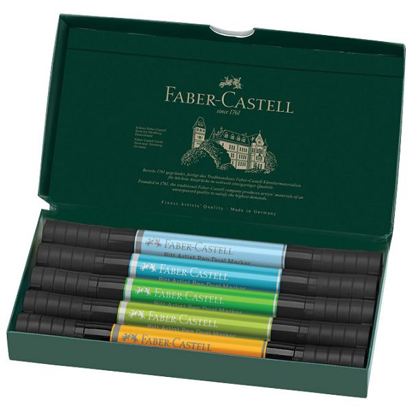 Marker obostrani Pitt artist 5boja Animals india ink Faber Castell 162008 sortirano