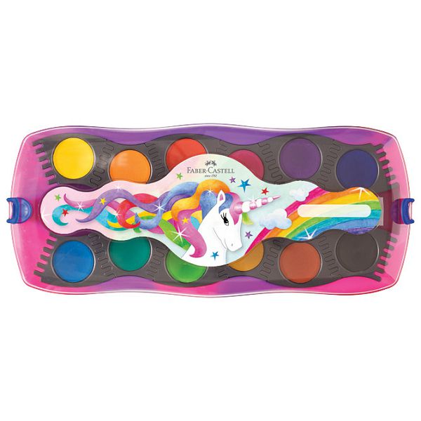 Boja vodena fi 24 mm 12 boja + bijela tempera Connector Unicorn Faber Castell 125035