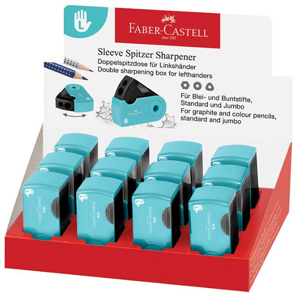 Šiljilo pvc s pvc kutijom 2rupe za ljevake Sleeve Faber Castell 182770 crno tirkizno