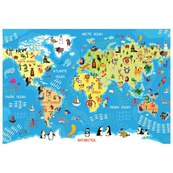 Puzzle 250 kom Kids 5 World Map Interdruk