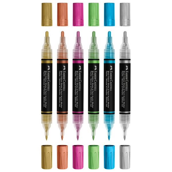 Marker akrilni obostrani Shake&Paint Metallic Faber Castell 285517/6boja blister