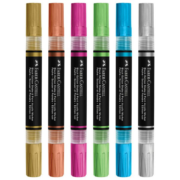 Marker akrilni obostrani Shake&Paint Metallic Faber Castell 285517/6boja blister