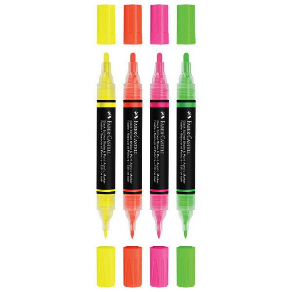 Marker akrilni obostrani Shake&Paint Neon Faber Castell 285505/4boje blister