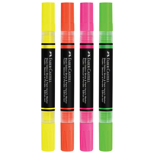 Marker akrilni obostrani Shake&Paint Neon Faber Castell 285505/4boje blister