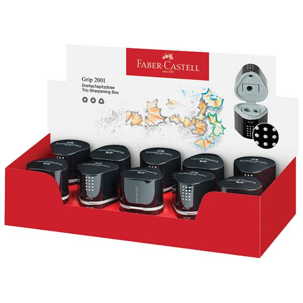 Šiljilo pvc s pvc kutijom 3rupe Grip 2001 Trio Faber Castell 283899 crno