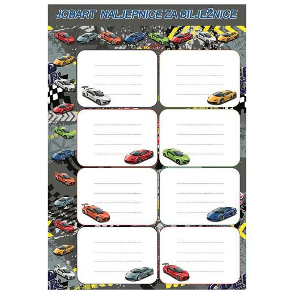 Etikete školske 8/1x5 Auti 60531 sortirano