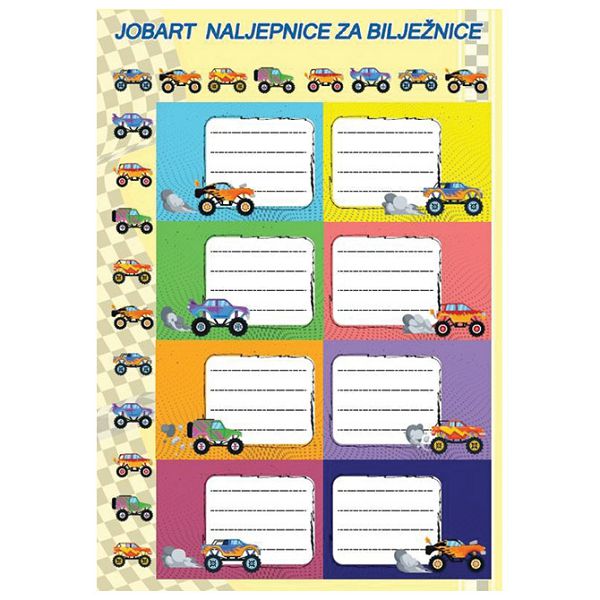 Etikete školske 8/1x5 Auti 60531 sortirano