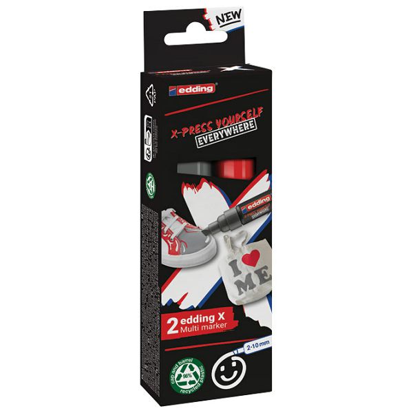 Set X Marker 2-10 mm Yay Grey pk2 Edding 6900