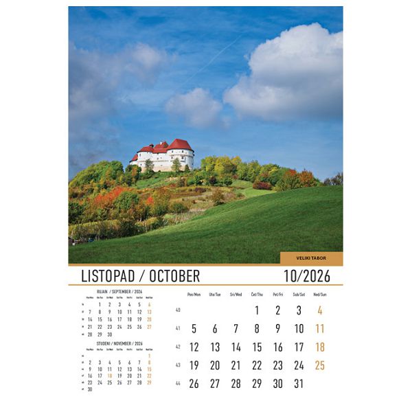 Kalendar "Dvorci i utvrde 2026" 13 listova, spirala