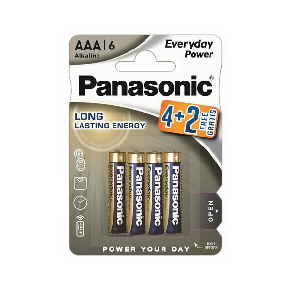 PANASONIC baterije LR03EPS/6BP 4+2F, Alkaline Everyday Power