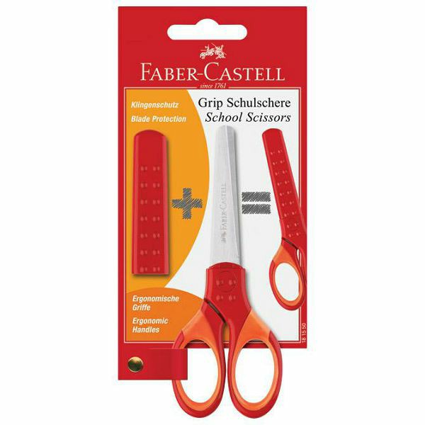 Škare školske 13cm oble sa zaštitom Grip Faber-Castell 1815 sortirano blister